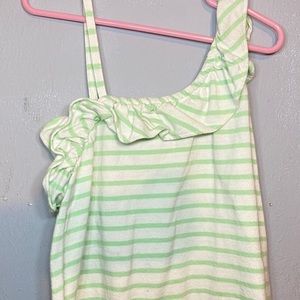 White/green striped top